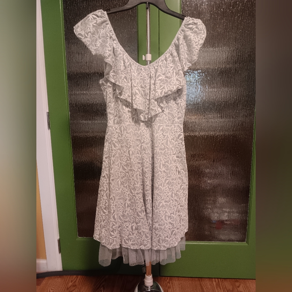 Disney Blue and White Off-the-Shoulder Tiered Sundress